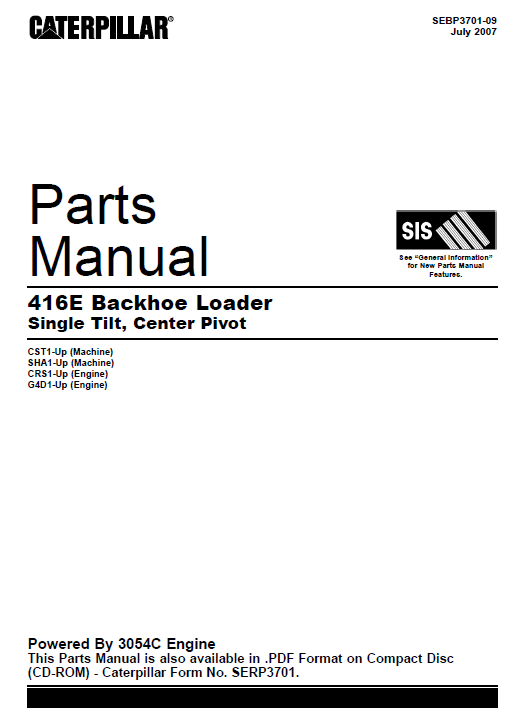 MANUAL DE PARTES CATERPILLAR 416E SHACRS Marca CATERPILLAR Linea
