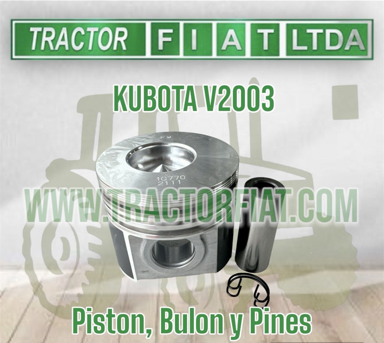PISTON 83mm (CON CAMARA), BULON Y PINES - MOTOR KUBOTA V2003