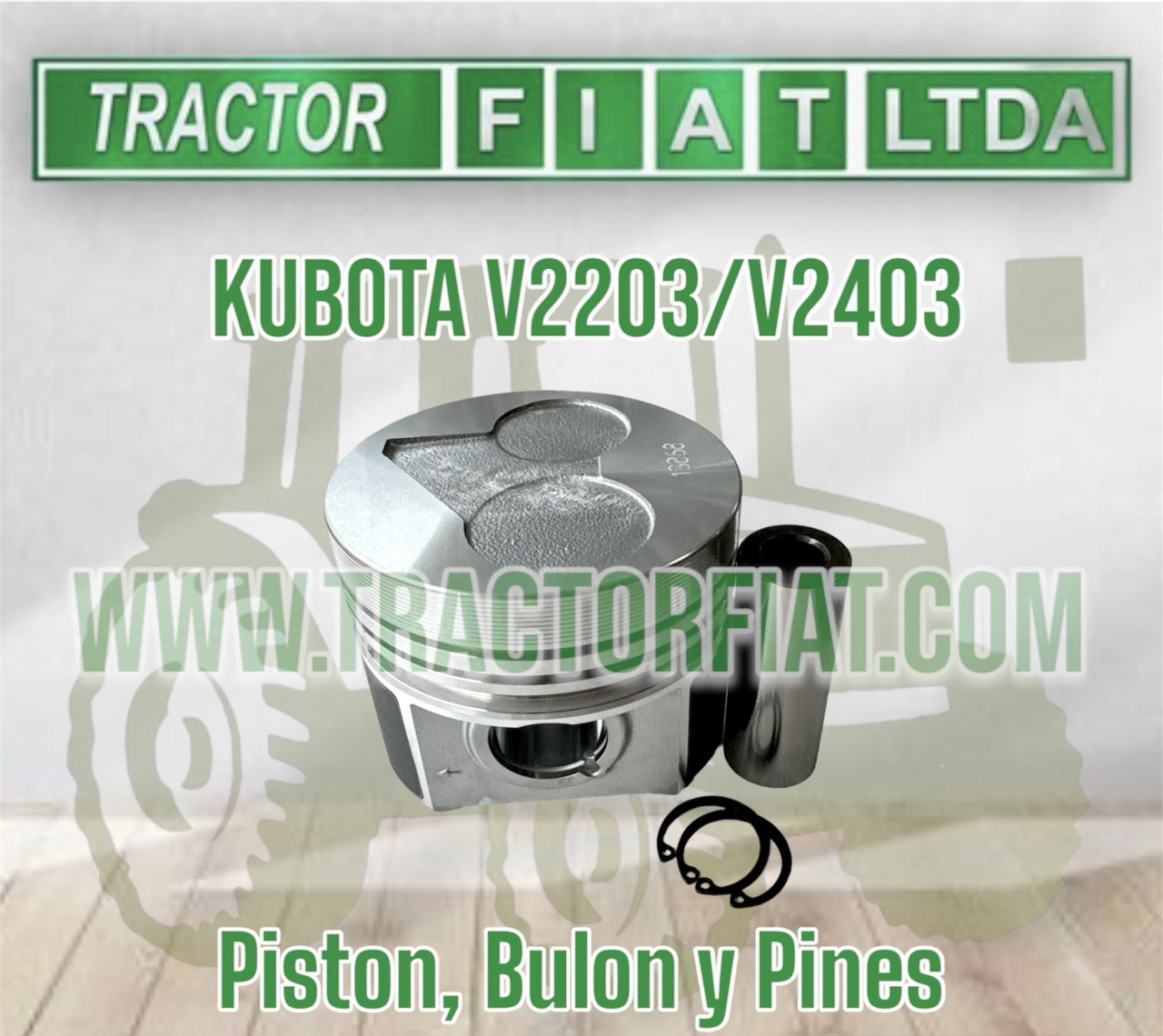 PISTON , BULON Y PINES -MOTOR KUBOTA V2203/V2403 CAMARA PLANA 87MM