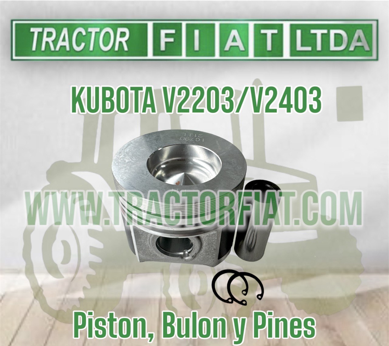 PISTON , BULON Y PINES - MOTOR KUBOTA V2203/V2403 87MM