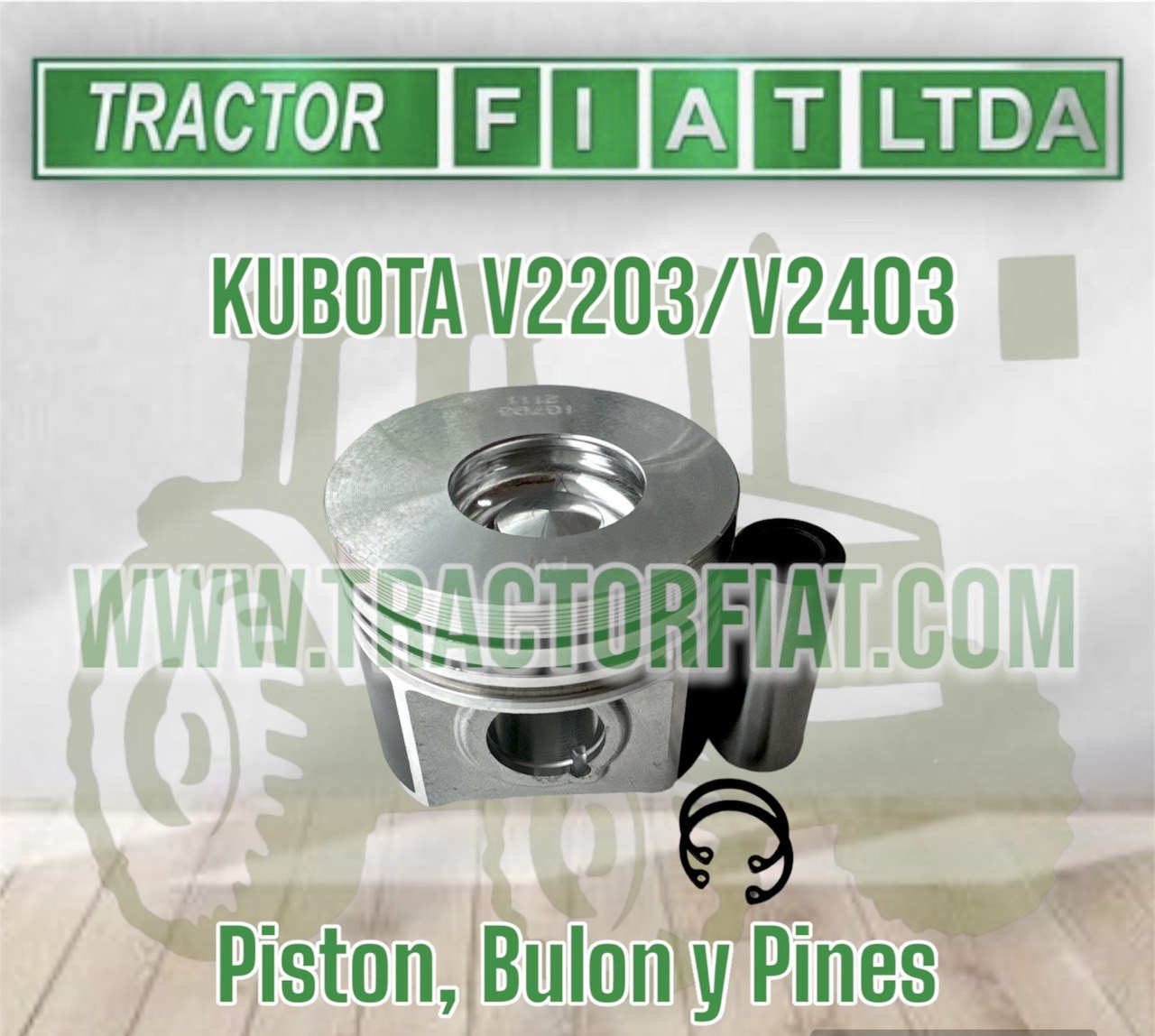 PISTON , BULON Y PINES- MOTOR KUBOTA V2203/V2403 87MM