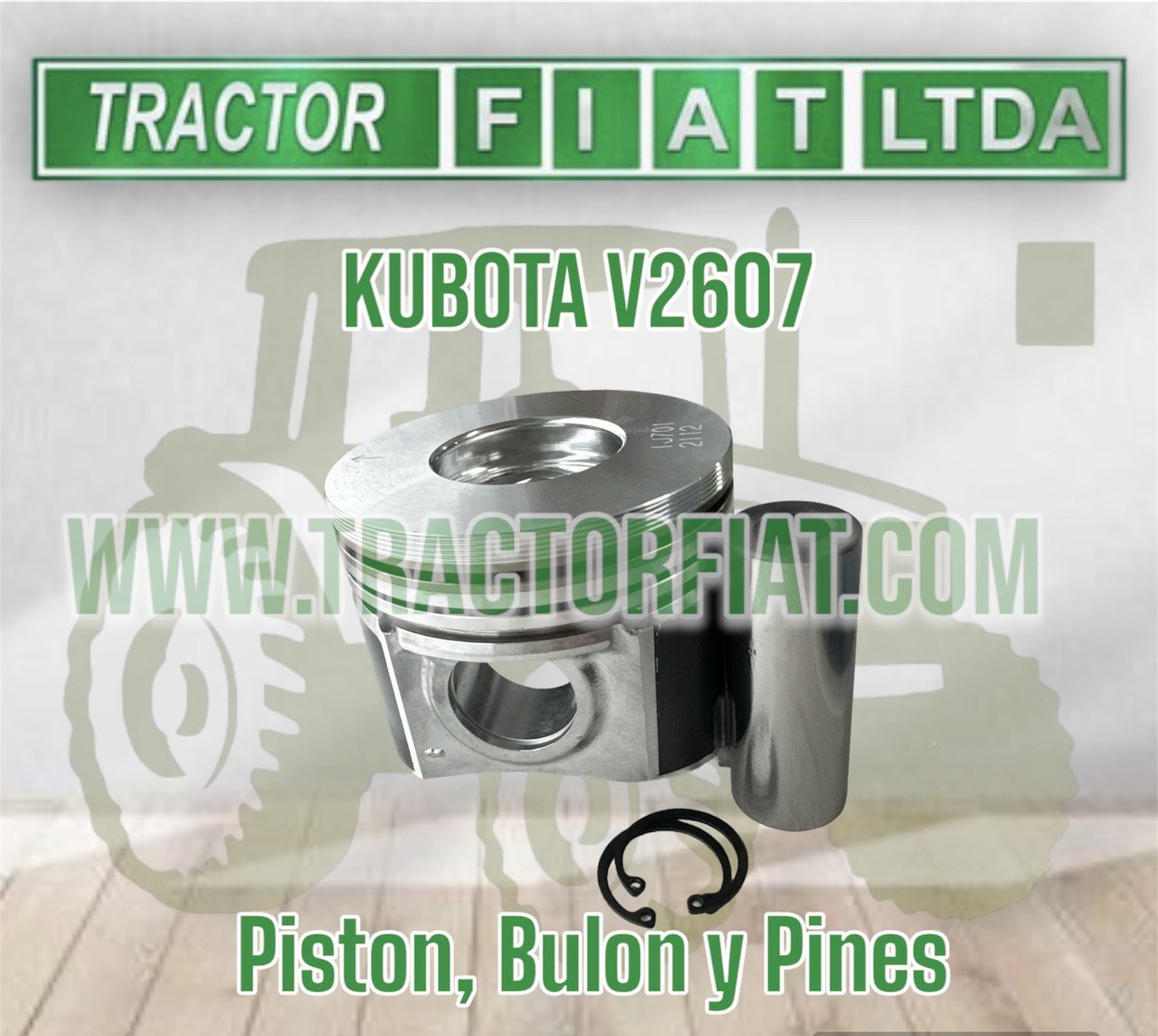 PISTON, BULON Y PINES (87mm)  SIN ANILLOS  - KUBOTA V2607