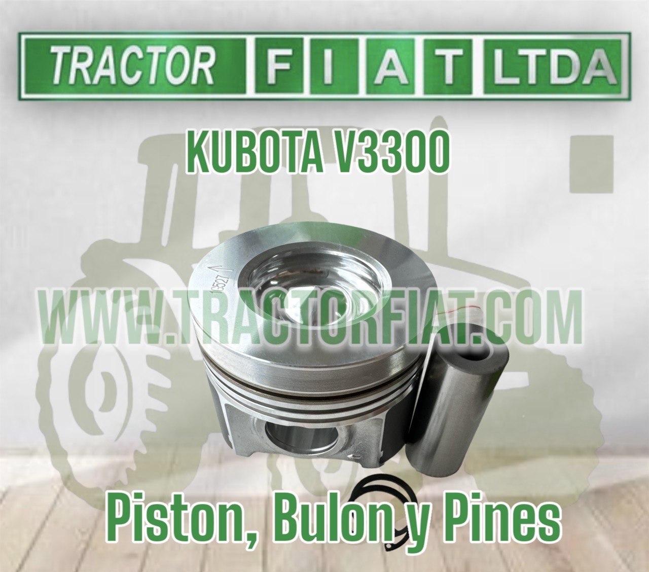 PISTON , BULON Y PINES (CON CÁMARA) - MOTOR KUBOTA V3300